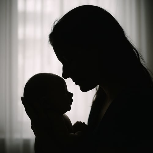 photographic newborn with mom silhoutte