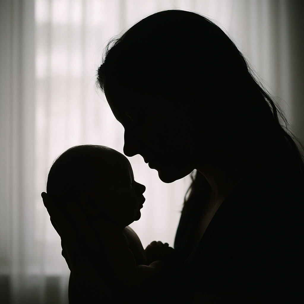 photographic newborn with mom silhoutte