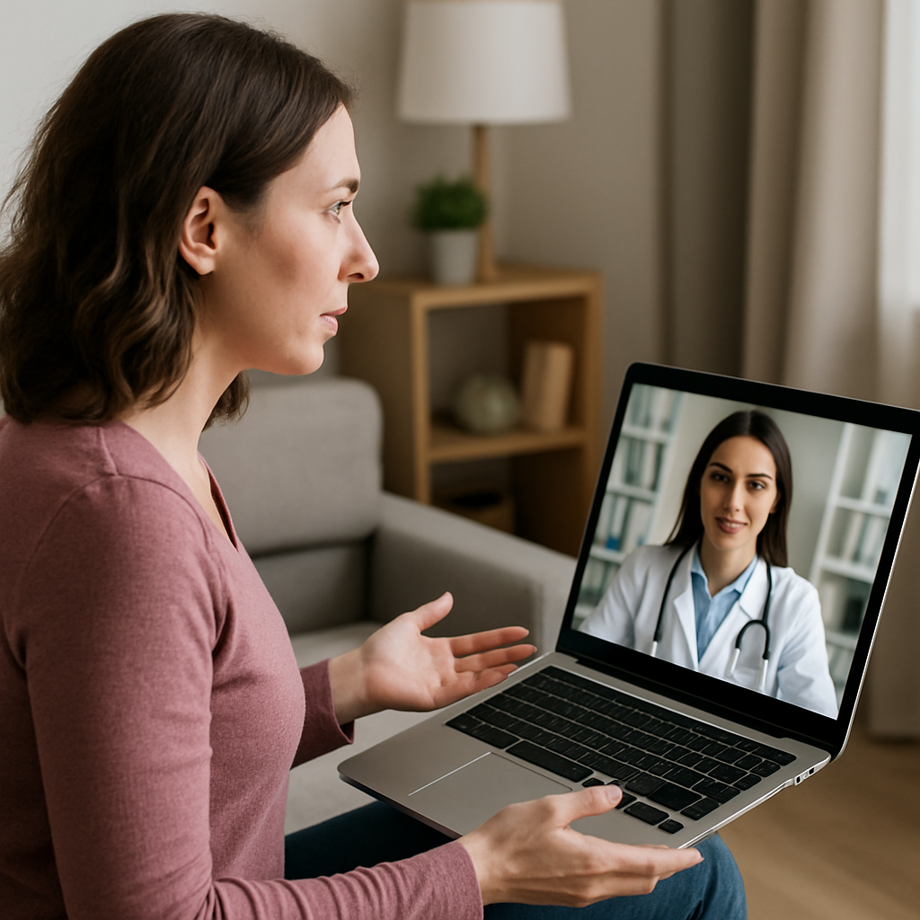 virtual doctor visit with female patient and female doctor